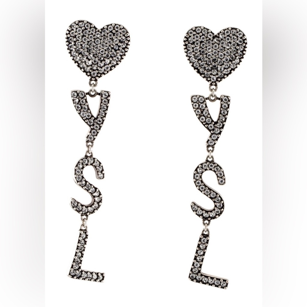 Crystal-Embellished Drop 'Y S' Earrings - Silver Tone